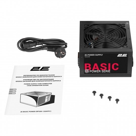 2E Блок питания 2E BASIC POWER (500W), 230V, 80%, APFC, 120мм, MB(20+4), CPU(4+4), 4xSATA, 2xPCIe(6+2), 2E Блок питания 2E BASIC POWER (500W), 230V, 80%, APFC, 120мм, MB(20+4), CPU(4+4), 4xSATA, 2xPCIe(6+2),