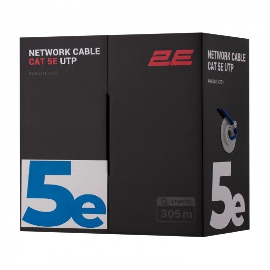 2E CAT 5e UTP, 305m, AWG 24/1, LSZH 305M/Easy pull box packin  | blue