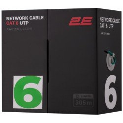 2E CAT 6 UTP, 305m, AWG 23/1, LSZH-1 305M/Easy pull box packing | green