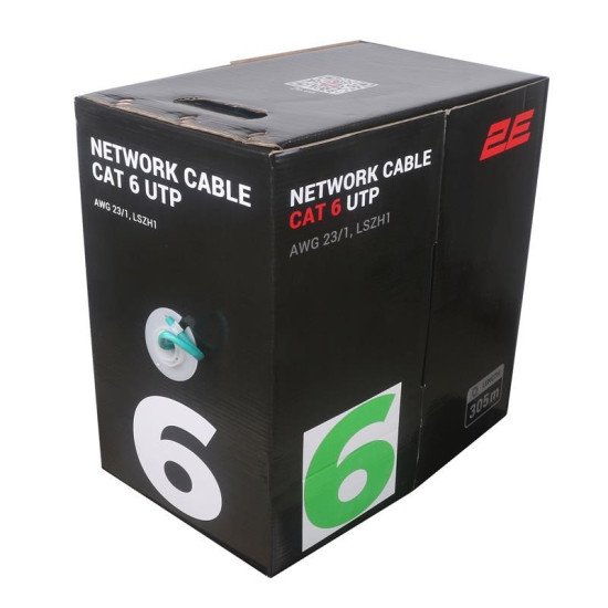 2E CAT 6 UTP, 305m, AWG 23/1, LSZH-1 305M/Easy pull box packing | green