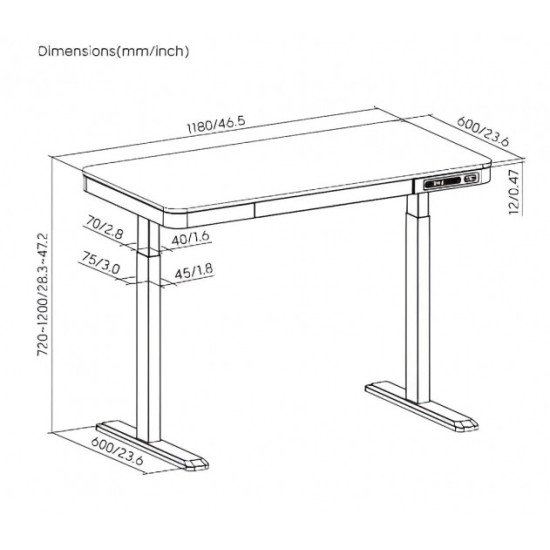 2E Стол компьютерный 2E СЕ218D-MOTORIZED, регулировка высоты, электропривод 220В, (USB-A/USB-C), 72/120