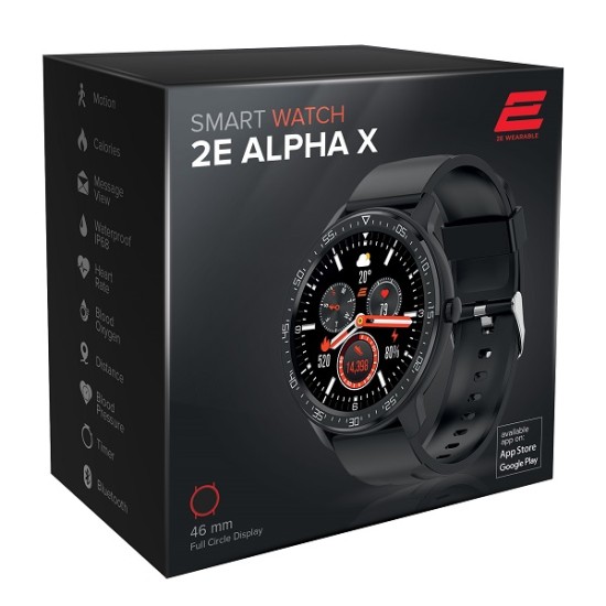 Смарт-часы 2E Alpha X 46 mm Black-silver 2E-CWW30BKSL
