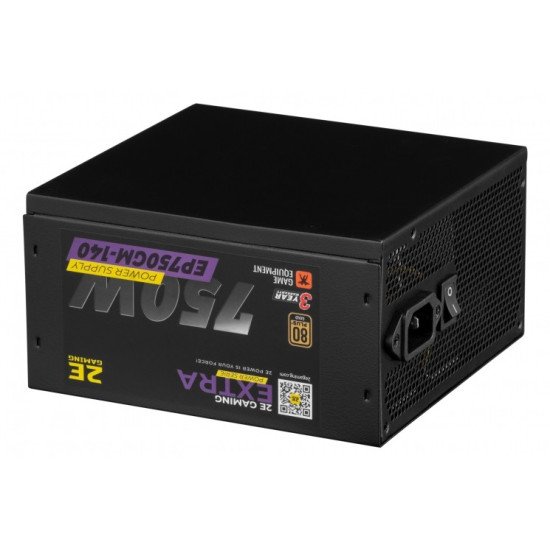 2E Блок питания 2E EXTRA POWER (750W), 110-240V, >85%, 80+Gold, APFC, 140мм, MB(20+4), CPU(4+4), 6xSATA