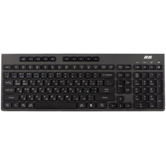 2E Беспроводная клавиатура 2E Keyboard membrane KS280 120key, WL/BT, EN/UK/RU, silent, black-grey 2E-KS280WBGR_AK