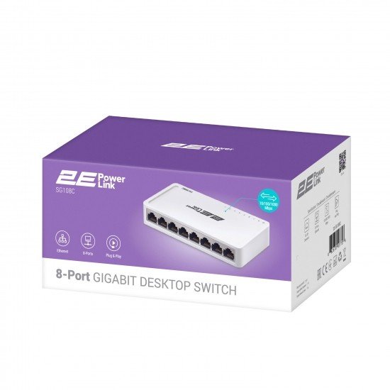 2E Коммутатор 2E PowerLink SF108C 8xFE, неуправляемый, десктоп