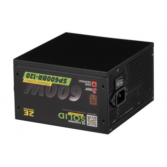 2E Блок питания 2E SOLID POWER (600W), 110-240V, >85%, 80+Bronze, APFC, 120мм, MB(20+4), CPU(4+4), 6xSA