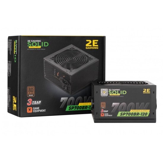 2E Блок питания 2E SOLID POWER (700W), 110-240V, >85%, 80+Bronze, APFC, 120мм, MB(20+4), CPU(4+4), 6xSA 2E Блок питания 2E SOLID POWER (700W), 110-240V, >85%, 80+Bronze, APFC, 120мм, MB(20+4), CPU(4+4), 6xSA