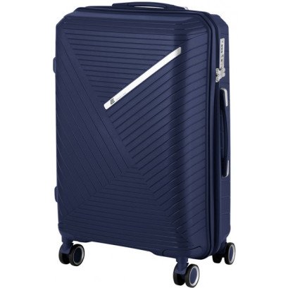 2E SIGMA Plastic suitcase medium 4 wheels dark blue 2E-SPPS-M-NV