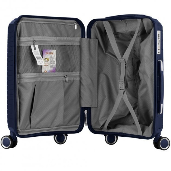 2E SIGMA Plastic suitcase medium 4 wheels dark blue 2E-SPPS-M-NV