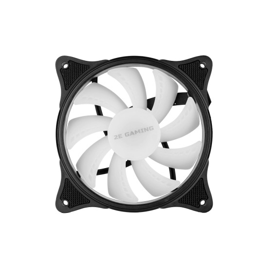 2E GAMING Корпусной вентилятор F120IR-ARGB 120мм, 3pin fan, 3 pin +5V Aura, белые лопасти, черная рамка, inner LED