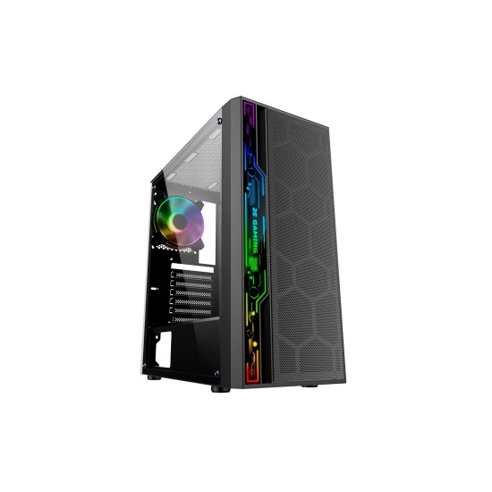 2E GAMING Компьютерный Игровой Корпус SPERO 1*120мм стекло (боковая панель) черный