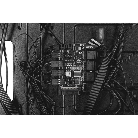 2E GAMING Компьютерный Игровой Корпус GALAXY 3*120мм стекло (боковая панель) черный
