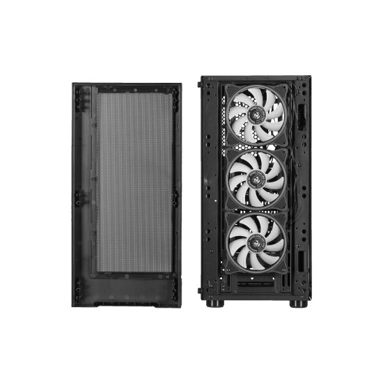 2E GAMING Компьютерный Игровой Корпус VIRTUS 3*120мм стекло (боковая панель) черный