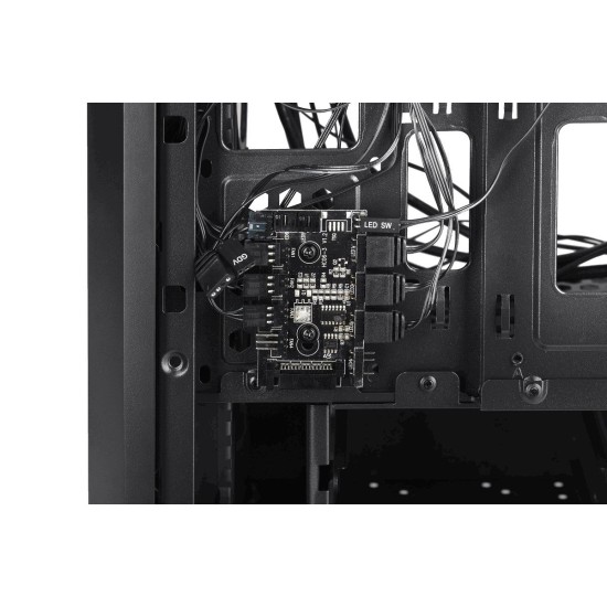 2E GAMING Компьютерный Игровой Корпус CONDOR 3*120мм стекло (боковая панель) черный
