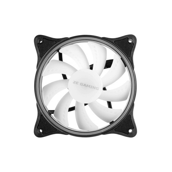2E GAMING Корпусной вентилятор F120OI-ARGB 120мм, 3pin fan, 3 pin +5V Aura, белые лопасти, черная рамка, outer-inner LED