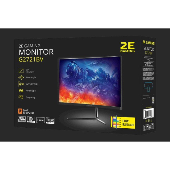 2E GAMING Монитор 27" G2721BV 2xHDMI, DP, VA, 2560x1440, 144Hz, 1ms, FreeSync, Чёрный