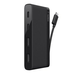 Концентратор Belkin Travel Hub USB 3.0 2 порта USB-C 2 порта пассивный без БП черный