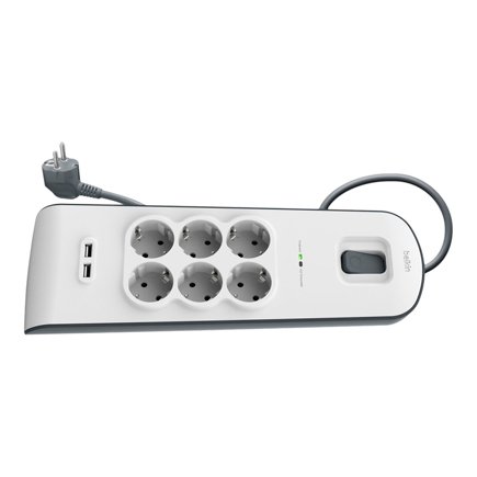 Сетевой фильтр Belkin BSV604vf2M (2 м, 6 розеток, 2 USB) Сетевой фильтр Belkin BSV604vf2M (2 м, 6 розеток, 2 USB)