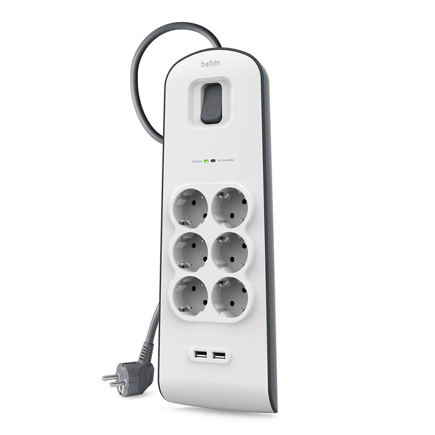 Сетевой фильтр Belkin BSV604vf2M (2 м, 6 розеток, 2 USB) Сетевой фильтр Belkin BSV604vf2M (2 м, 6 розеток, 2 USB)