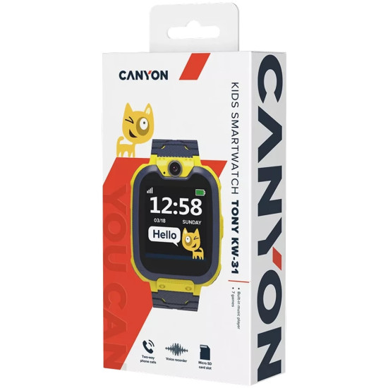 CANYON Детские смарт-часы «Тони» KW-31 желтые