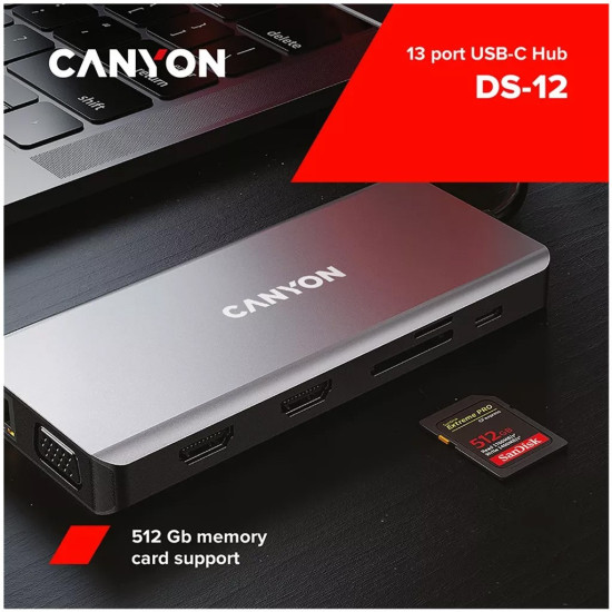 CANYON Хаб 13 Port USB-C Hub DS-12