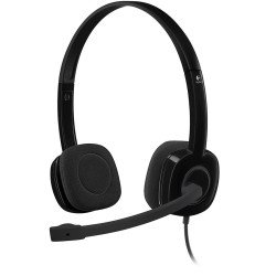 Logitech H151 Wired Stereo Headset, Black, 3.5mm