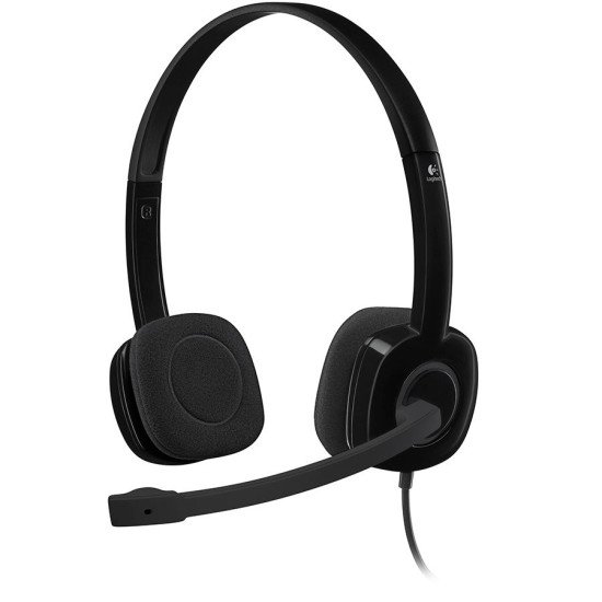 Logitech H151 Wired Stereo Headset, Black, 3.5mm