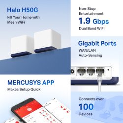 Mercusys Halo H50G AC1900 Mesh Wi-Fi система для всего дома 2 pack Mercusys Halo H50G AC1900 Mesh Wi-Fi система для всего дома 2 pack