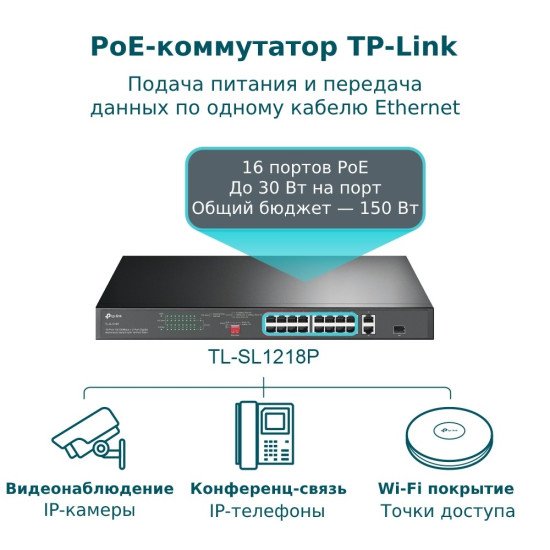 TP-Link TL-SL1218P сетевой PoE-коммутатор