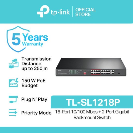TP-Link TL-SL1218P сетевой PoE-коммутатор