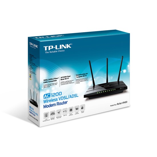 TP-Link Archer VR400 AC1200 Wi-Fi маршрутизатор с VDSL/ADSL модемом