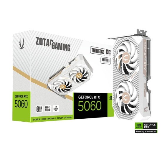 Видеокарта ZOTAC GeForce RTX 5060 8GB GDDR7 Twin Edge OC White Edition білий
