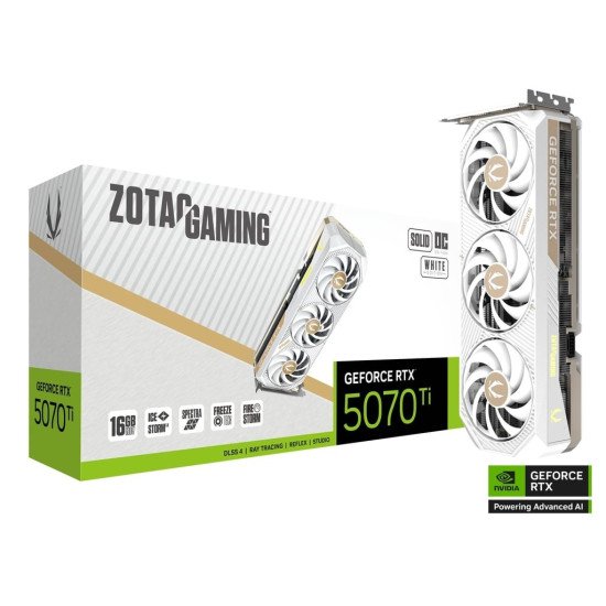 Видеокарта ZOTAC GeForce RTX 5070 Ti 16GB GDDR7 SOLID Core OC White Edition